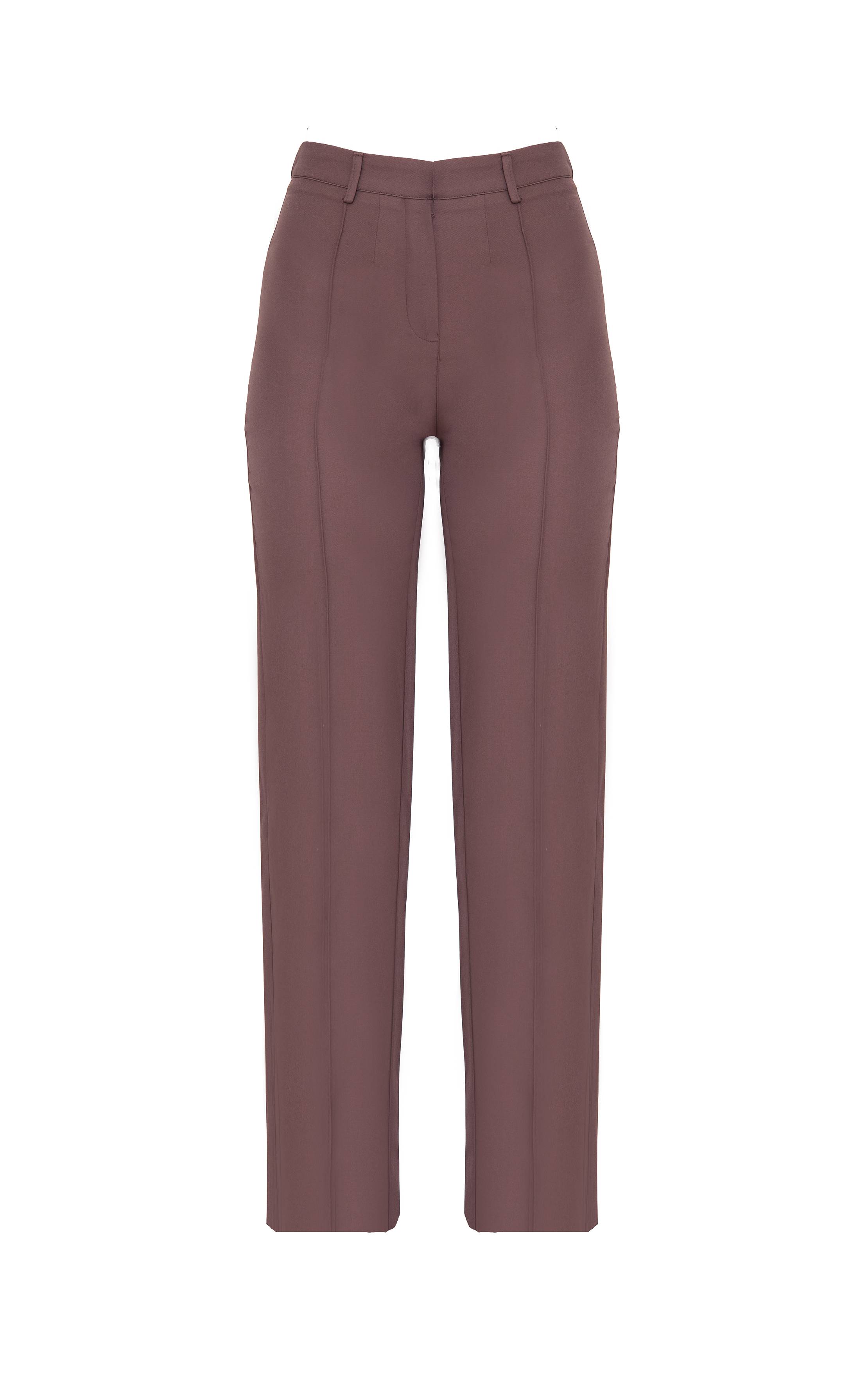 Chocolat Pantalon Large Taille Haute Tissé Et Structuré