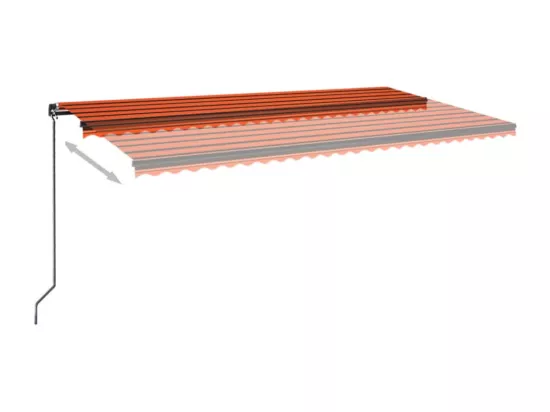 Auvent manuel rétractable avec LED 600x350 cm Orange et marron