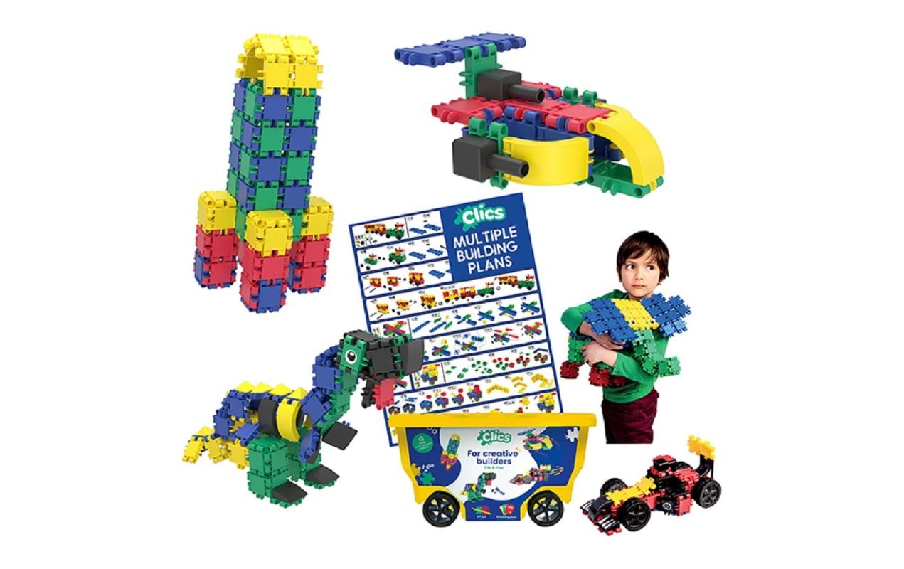 Baukasten Clics Rollerbox 377 TeileBauspielzeug fördert Kreativität und Feinmotorik
