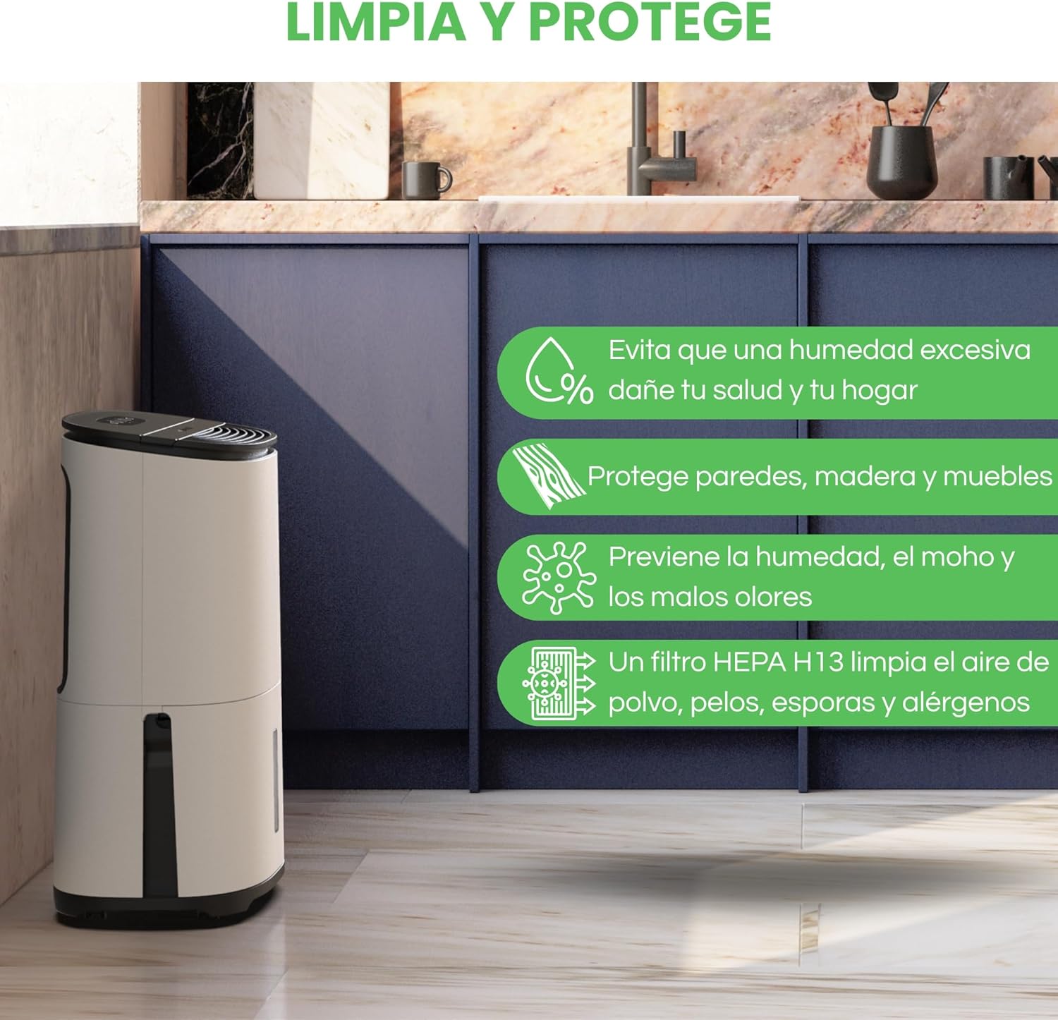 Meaco Arete® One 12L Luftentfeuchter & HEPA Luftreiniger für ein 50m² Haus entfernt Kondensation und Feuchtigkeit und reinigt die Luft