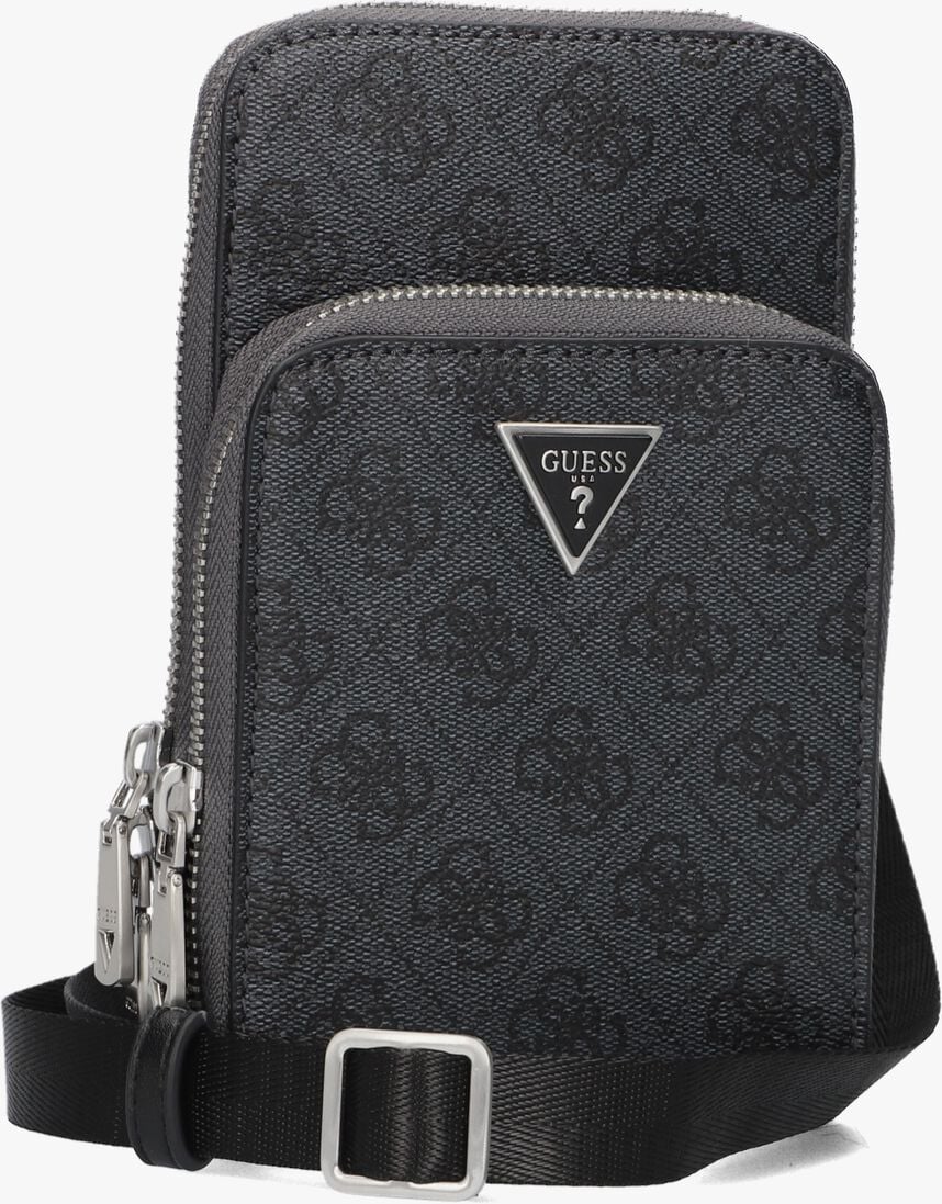 GUESS zwarte guess reportertas vezzola dbl zip around xbody