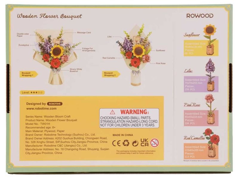 RoboTime Bausatz Blumenstrauss Flower Bouquet Modellbausatz aus Holz