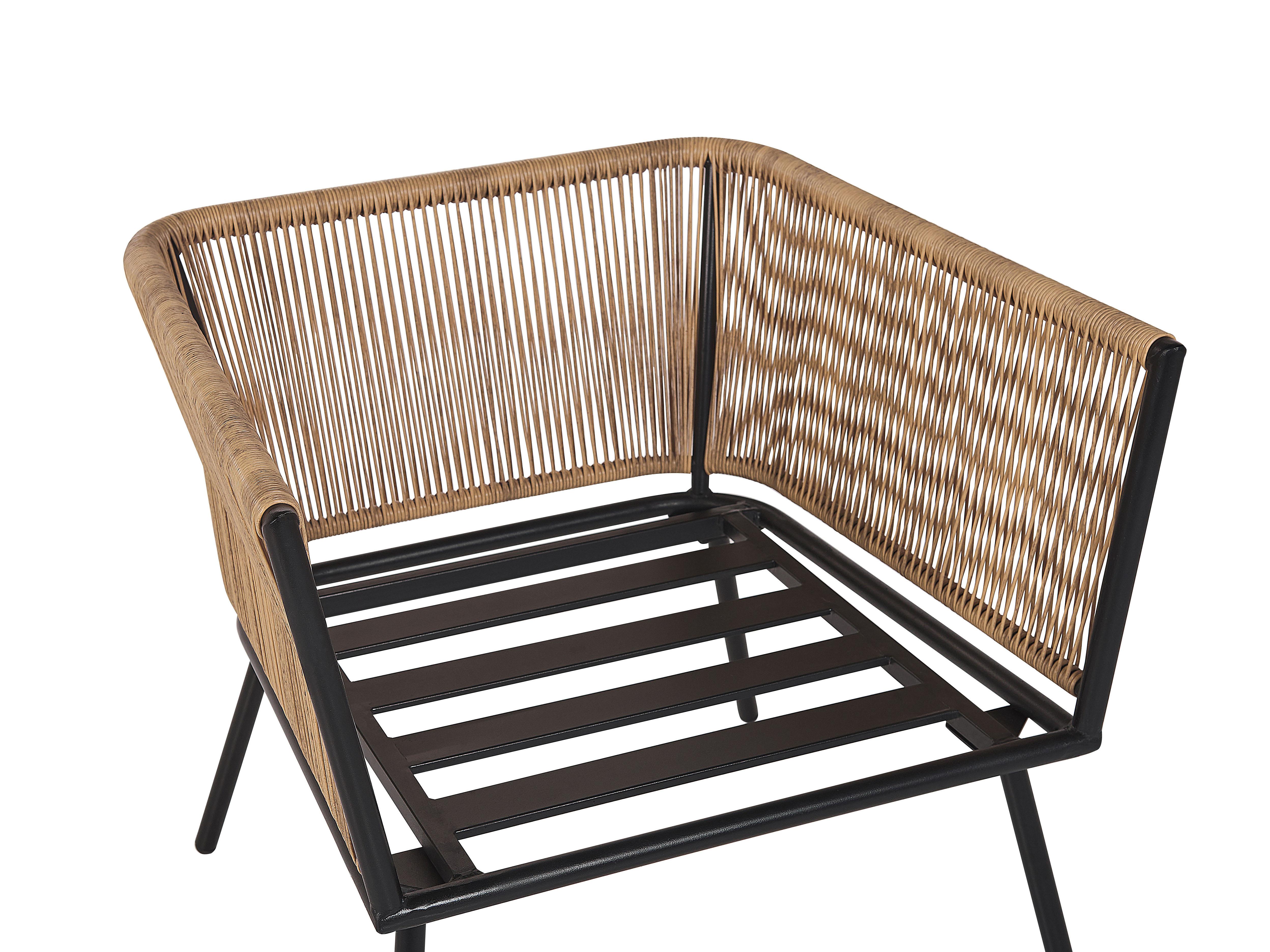Bistroset met kussens GARGANO PE rotan Lichtbruin
