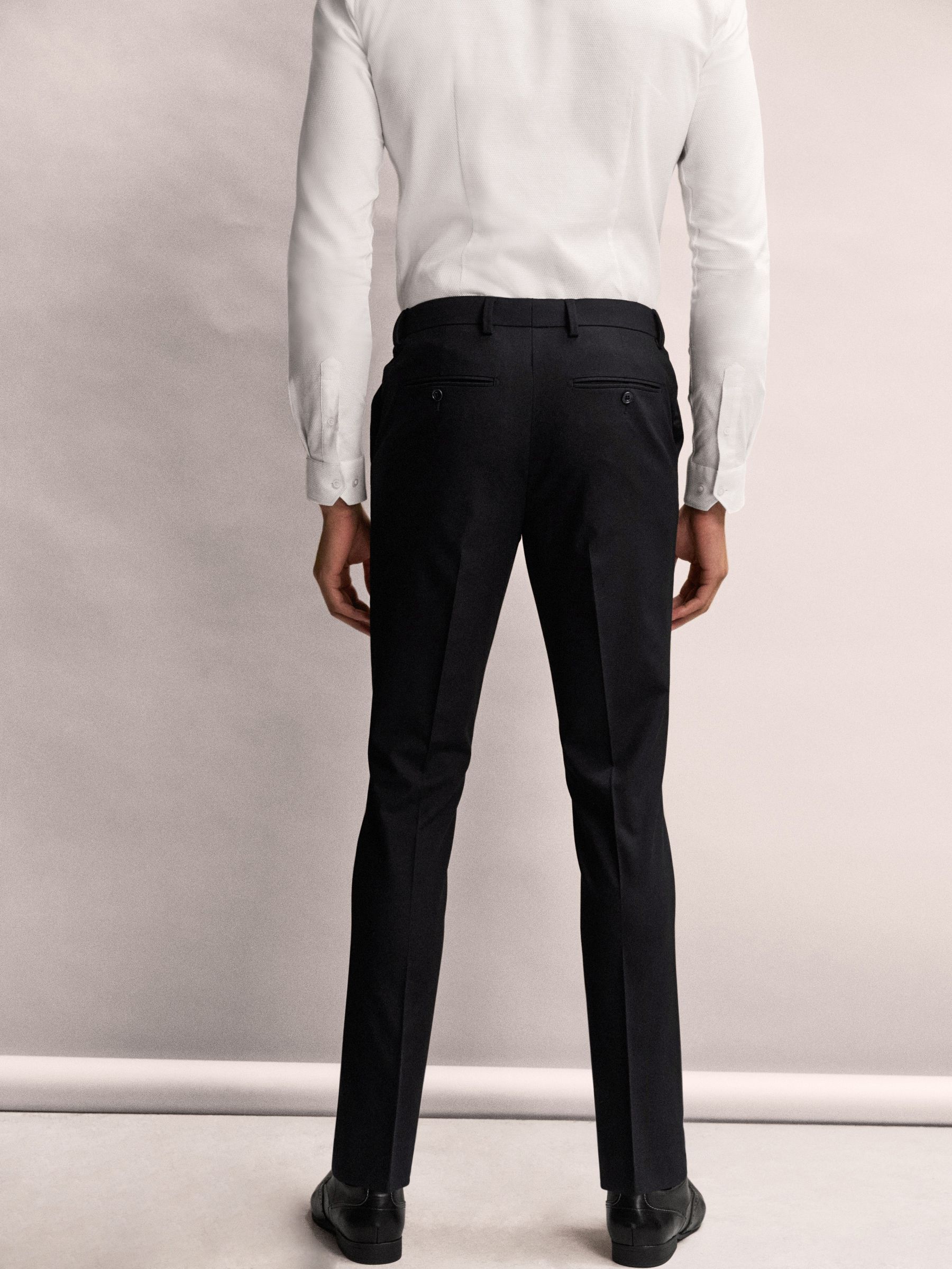 Zwart - Slim Fit - Elasticated Waist Motionflex Stretch Smart Trousers