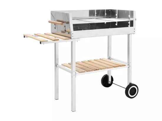 Barbecue au charbon sur chariot Acier inoxydable et 2 étagères