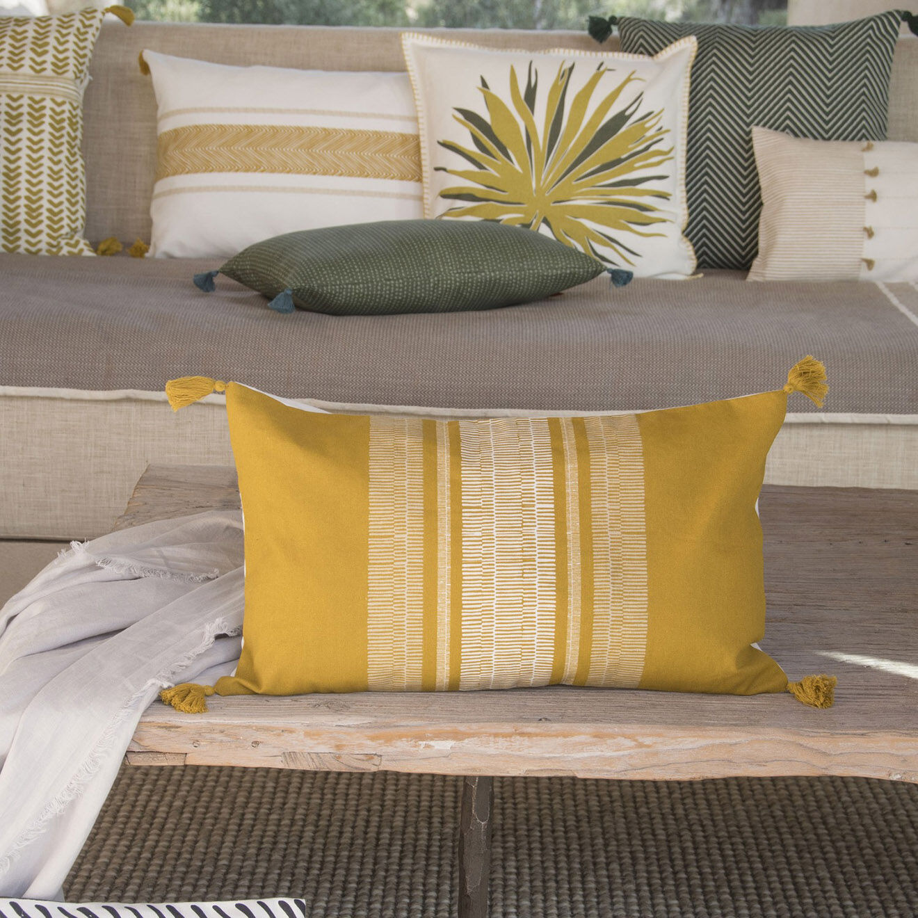 Febronie Housse de coussin Gracia moutarde - 50x30 cm