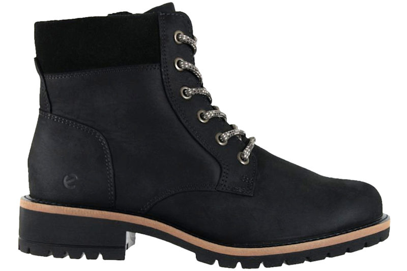 ECCO ELAINA STØVLE I SORT NUBUCK MED SNØREBÅND