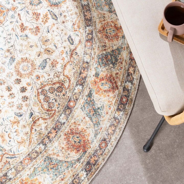 Rond binnen- en buitenkleed - Kairo Medaillon Creme/Meerkleurig