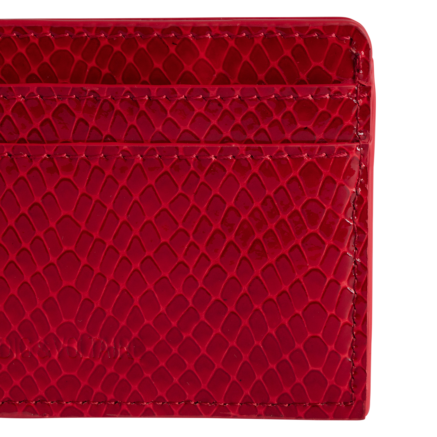 ZV PASS - Porte-cartes embossé python en cuir | Rouge