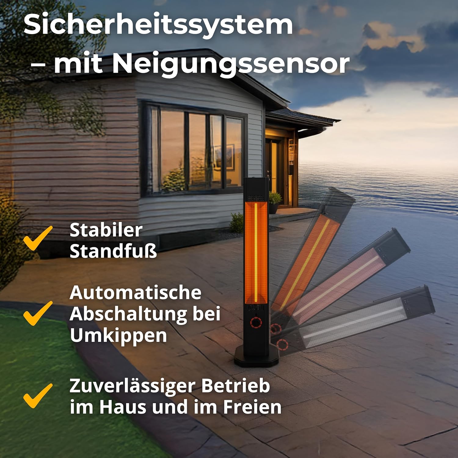 Infrarot Heizstrahler Infrarotheizung 2000W TOR – Elektroheizung mit 8 Stufen, IP45 Terrassenheizer, Heizstrahler Terrasse & Innenraum, Wandmontage, Standgerät, Fernbedienung, Timer, Schwarz