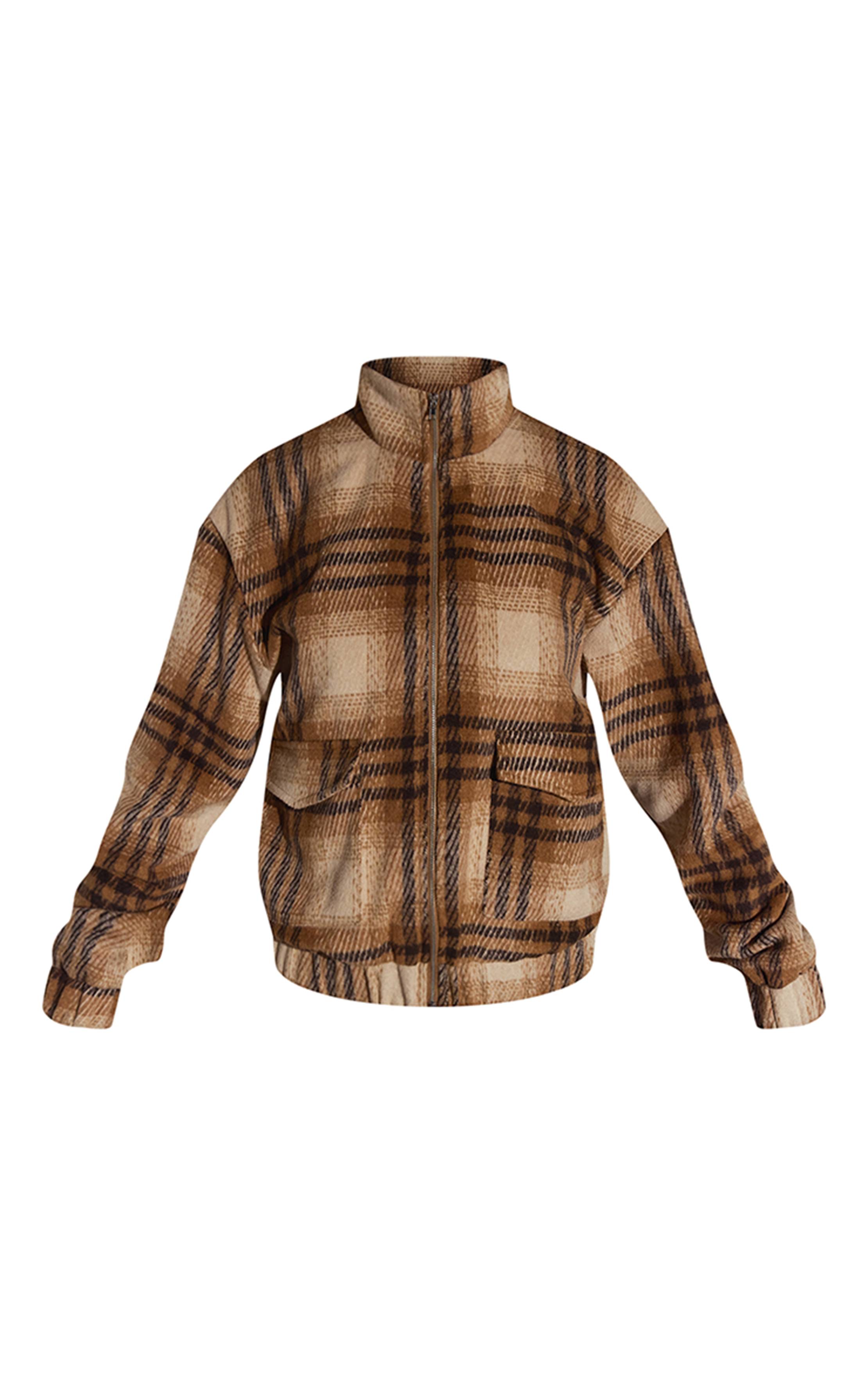 Brown Tartan Veste À Détail De Patte Tartan
