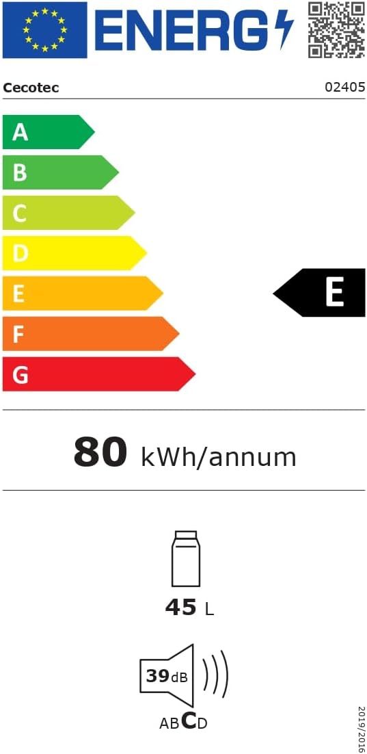 Cecotec Mini Frigo Bolero CoolMarket TT Origin 45 Rouge. Réfrigérateur de Table Rétro 45L, 55 cm de Haut, 44,7 cm de Large, Classe Énergétique E, Bac à Glaçons et Poignée Chromée, Rouge