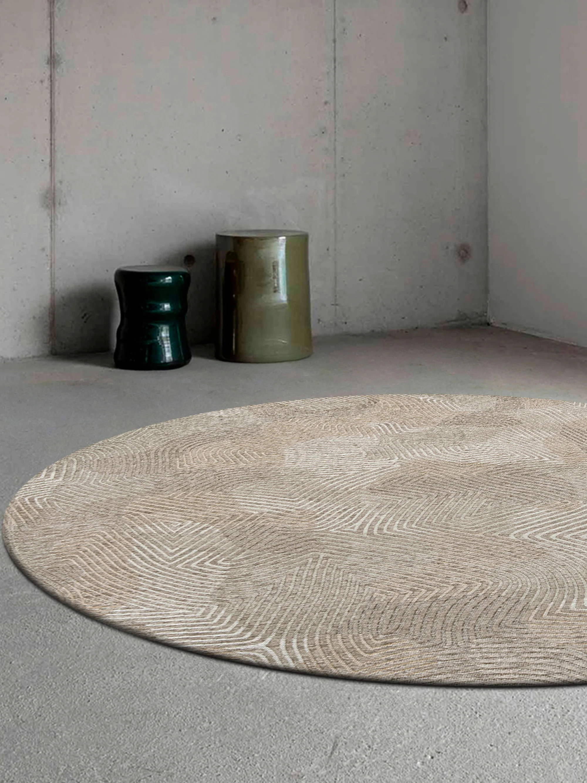 Rond jacquard in- & outdoor vloerkleed Coral, wasbaar