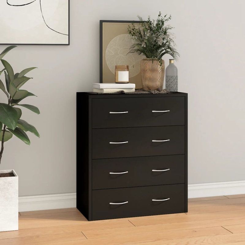 vidaXL - Dressoir - Zwart - Hout - 4 Lades