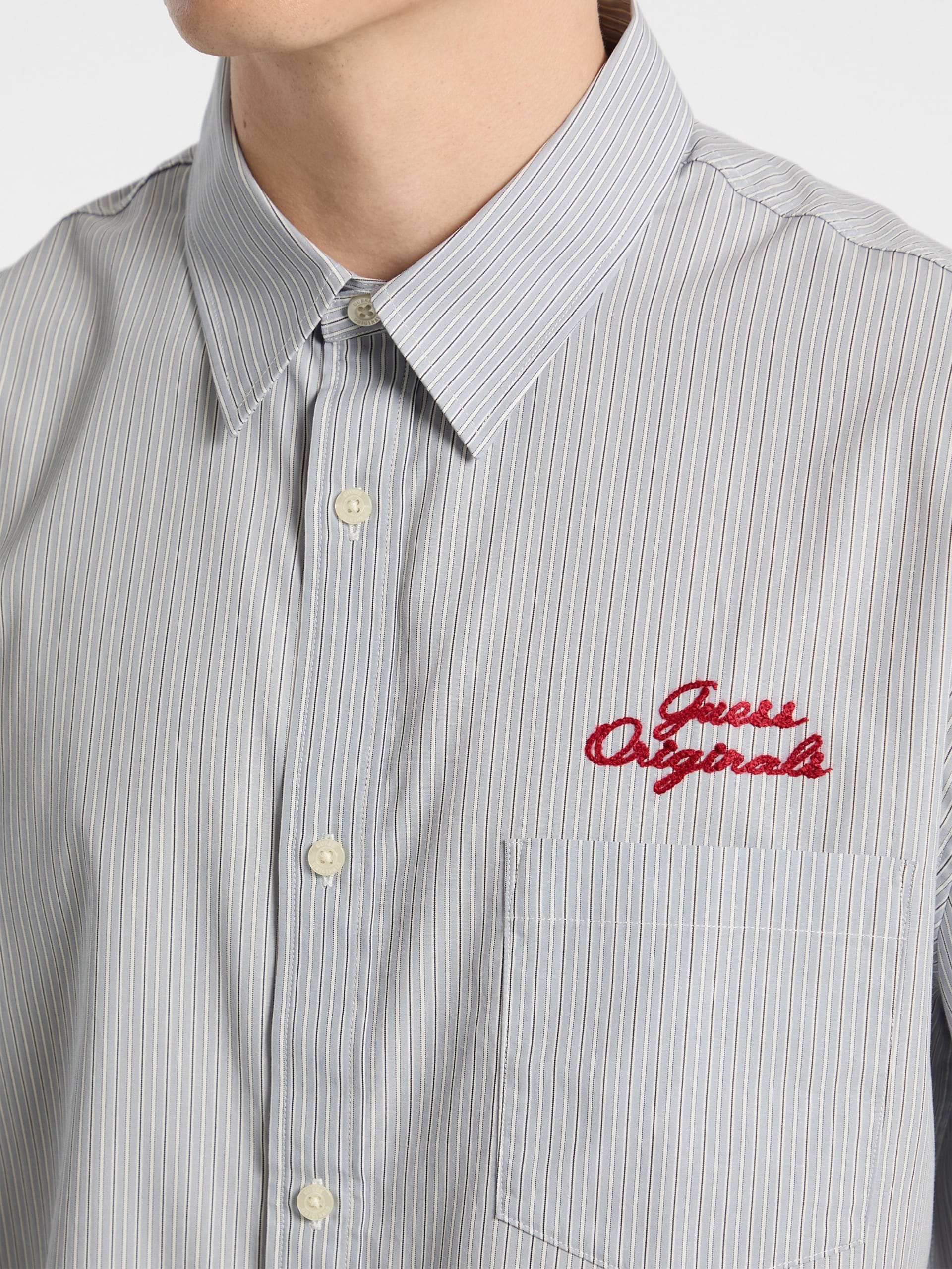 Camisa GUESS Originals Eco Listrada em Popeline