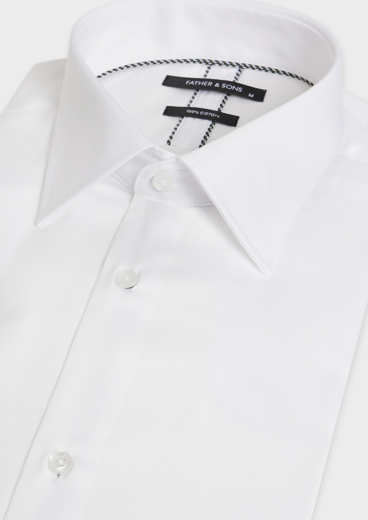 Chemise manches courtes Regular en satin de coton uni blanc
