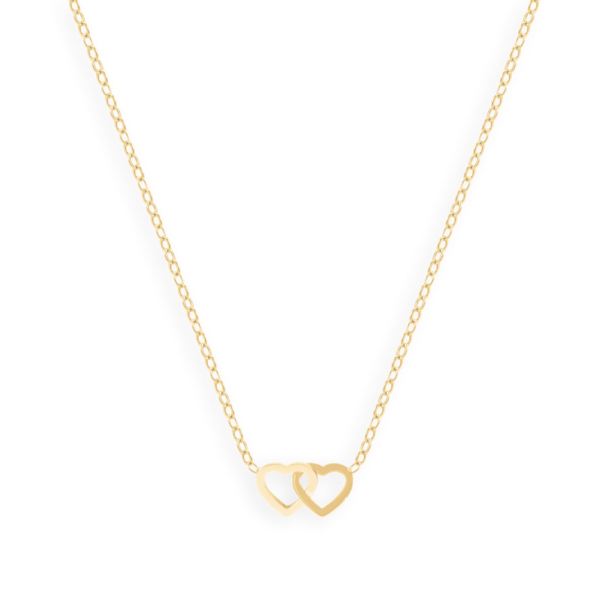 Collier coeurs en acier plaqué jaune