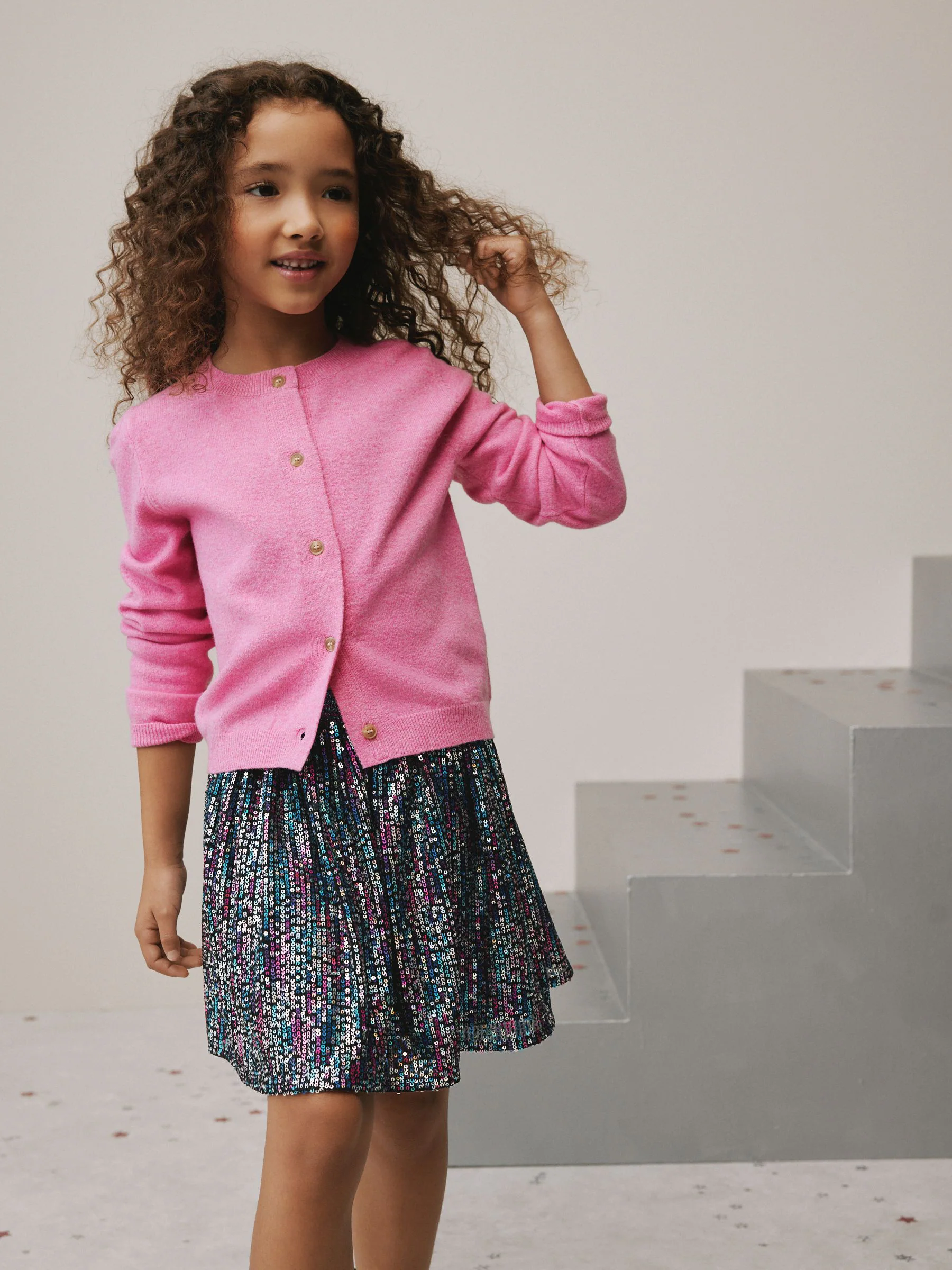 Blauw met regenboogkleuren - Rok met lovertjes (3-16 jr)