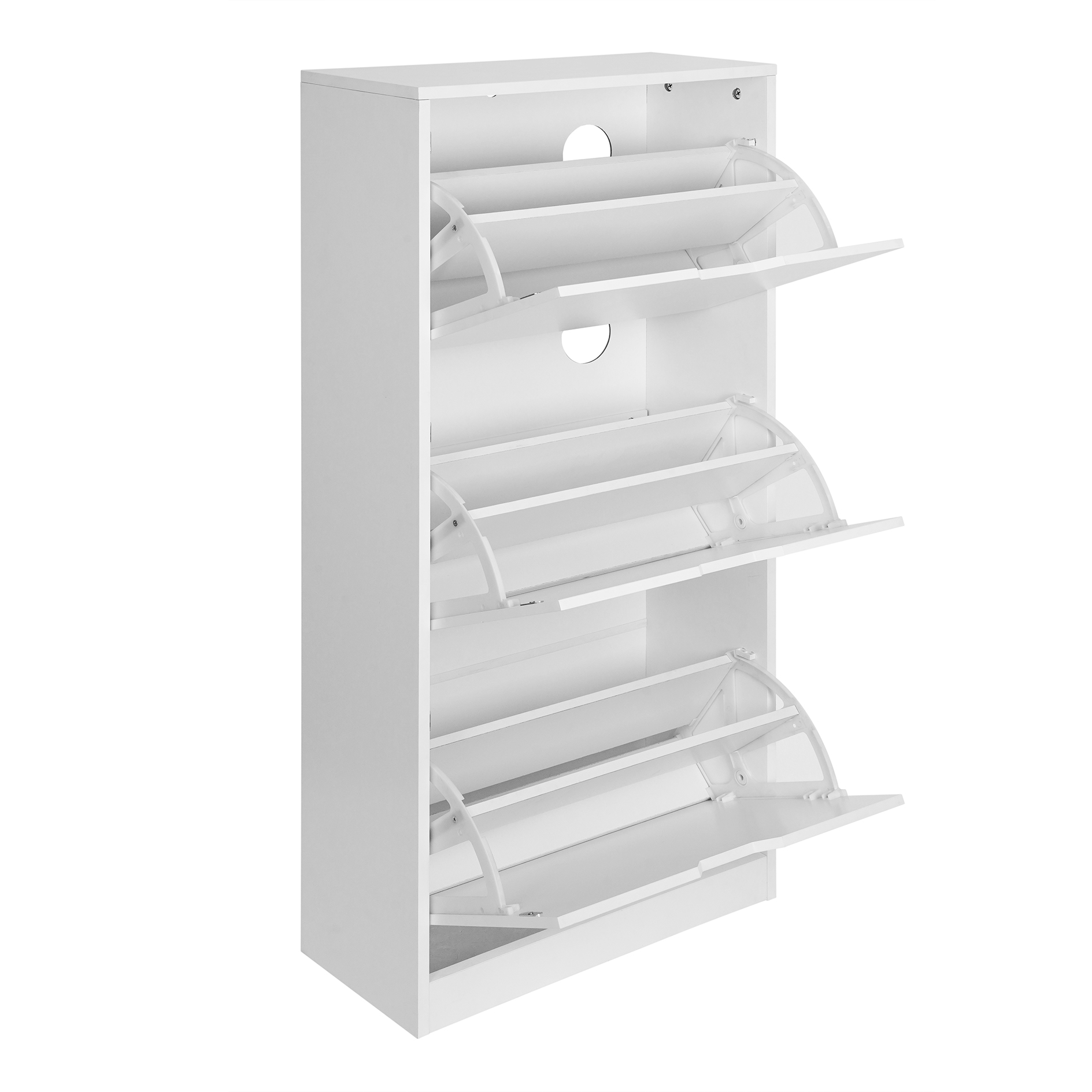Schuhschrank - weiß - 3 Klappen - 117 cm hoch