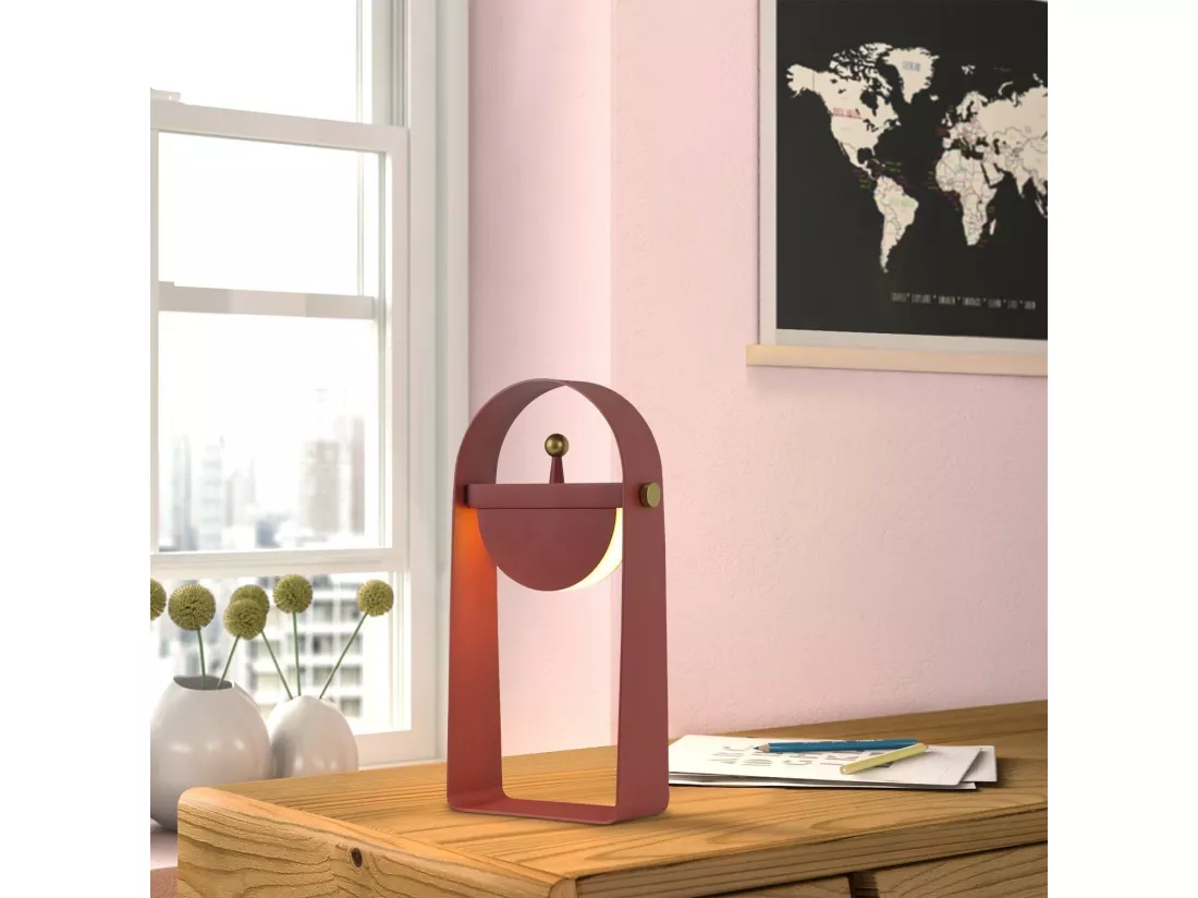 NETTLIFE Lampe de table LED Lampe de chevet Sans fil - Portable Veilleuse Luminosité Réglable 26CM，rose