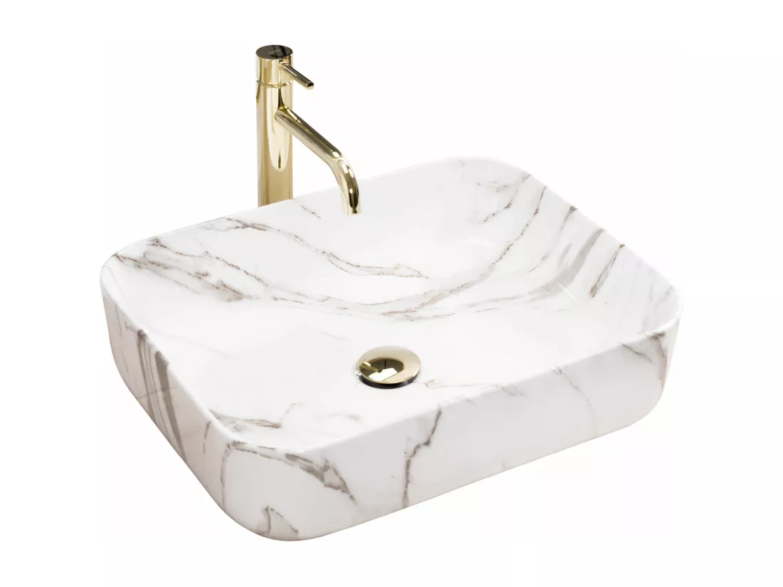 Vasque À Poser Rea Demi Shiny Aiax White