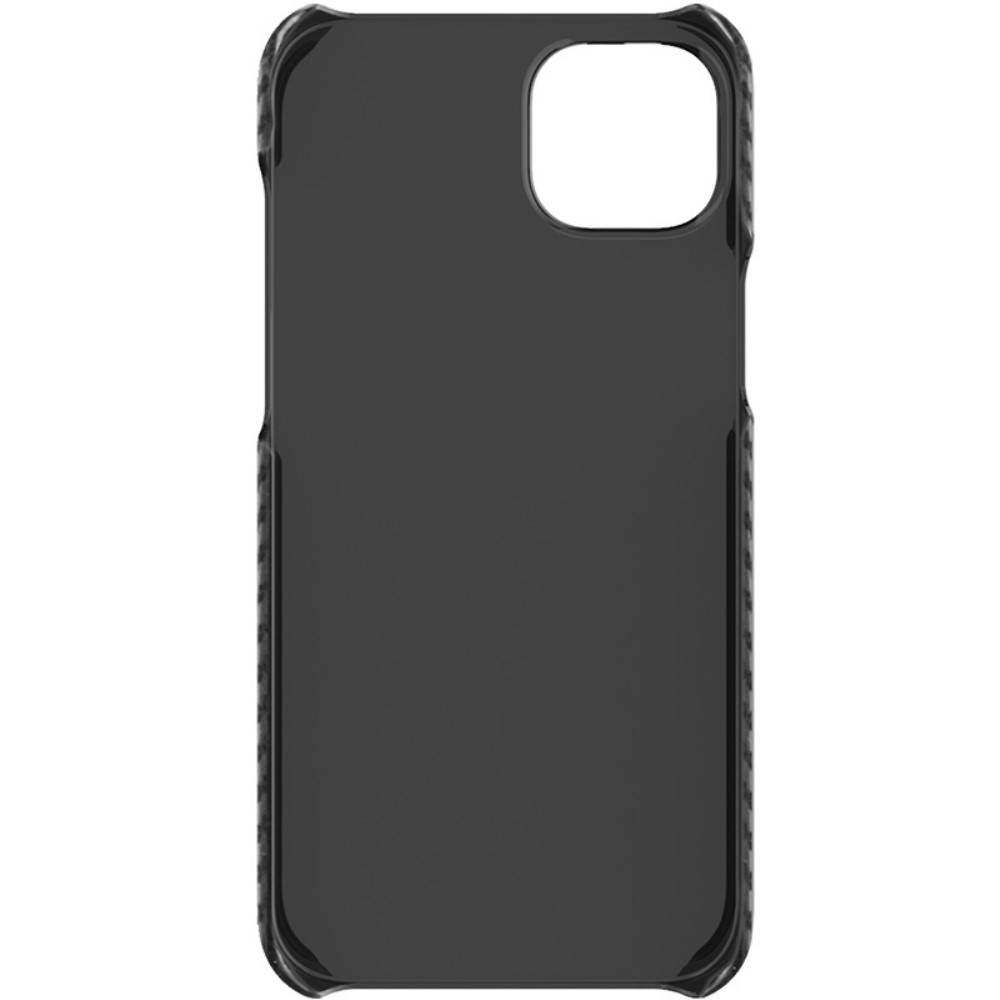 iPhone 14 Hardcase Leder Hülle im Carbon Look - Schwarz