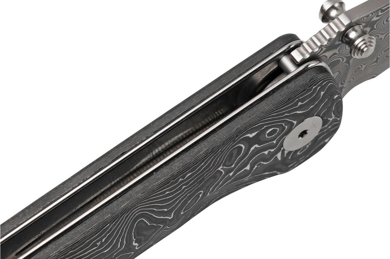 QSP Knife Hawk QS131-Q Damascus, Aluminum Foil Carbonfiber zakmes