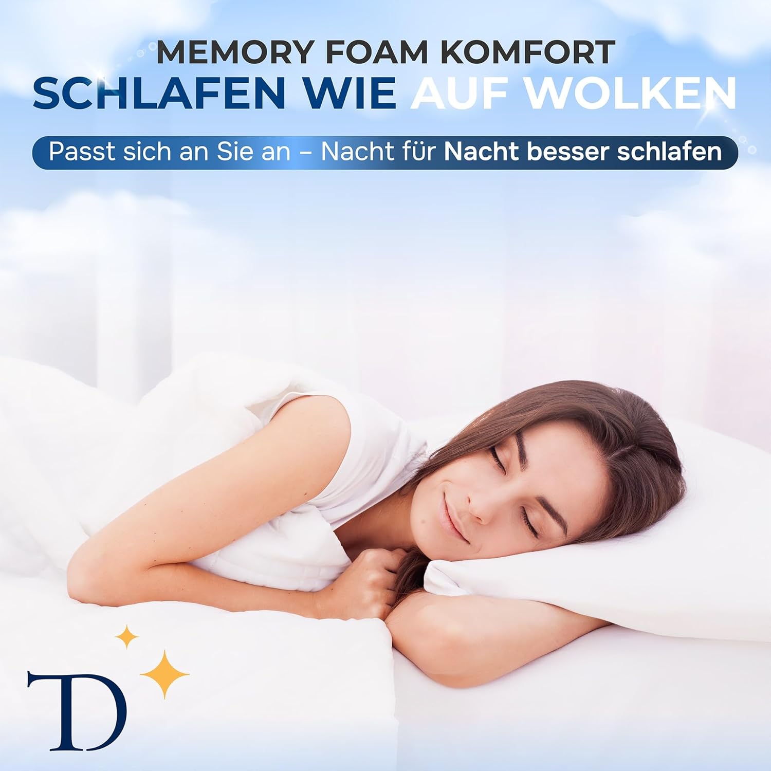 Tesla Dreams Memoryschaum Topper 140x200 cm – Visco Matratzen Topper 7 cm – druckentlastend & ergonomisch – atmungsaktiv – ÖKO-TEX Zertifiziert – Abnehmbarer & waschbarer Bezug