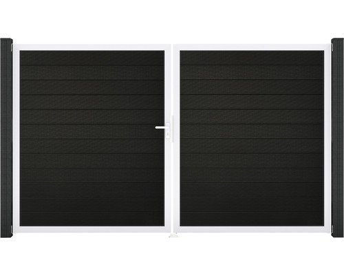 GroJa Flex dubbele poort, links, voorgemonteerd, zonder palen, aluminium frame, 300 x 180 cm, zwart