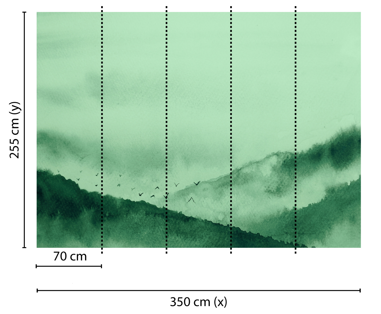 Fototapete DESIGNWALLS - grün-schwarz - Berge - 2,55 Meter