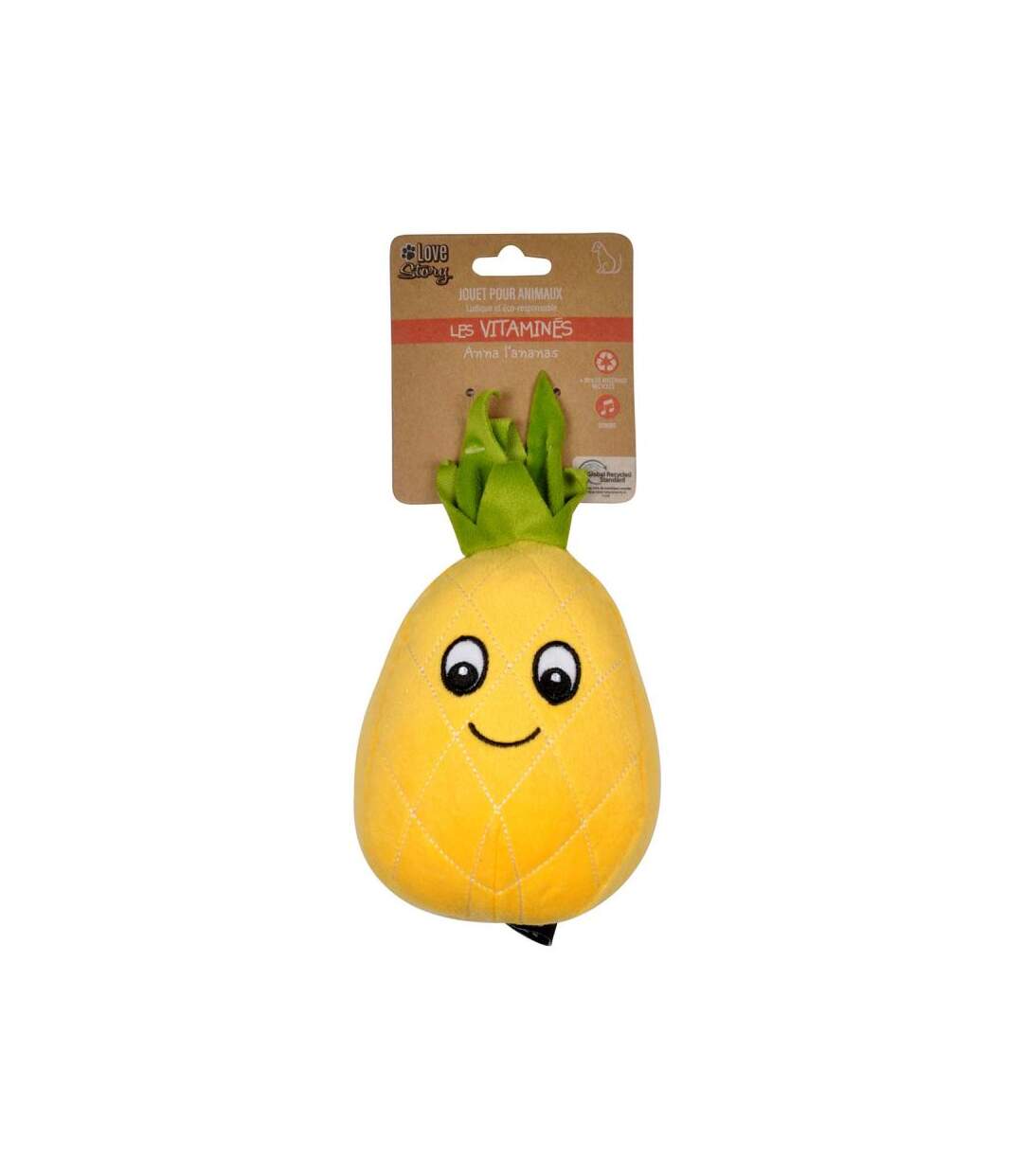 Paris Prix - Peluche Pour Chien ananas 20cm Jaune