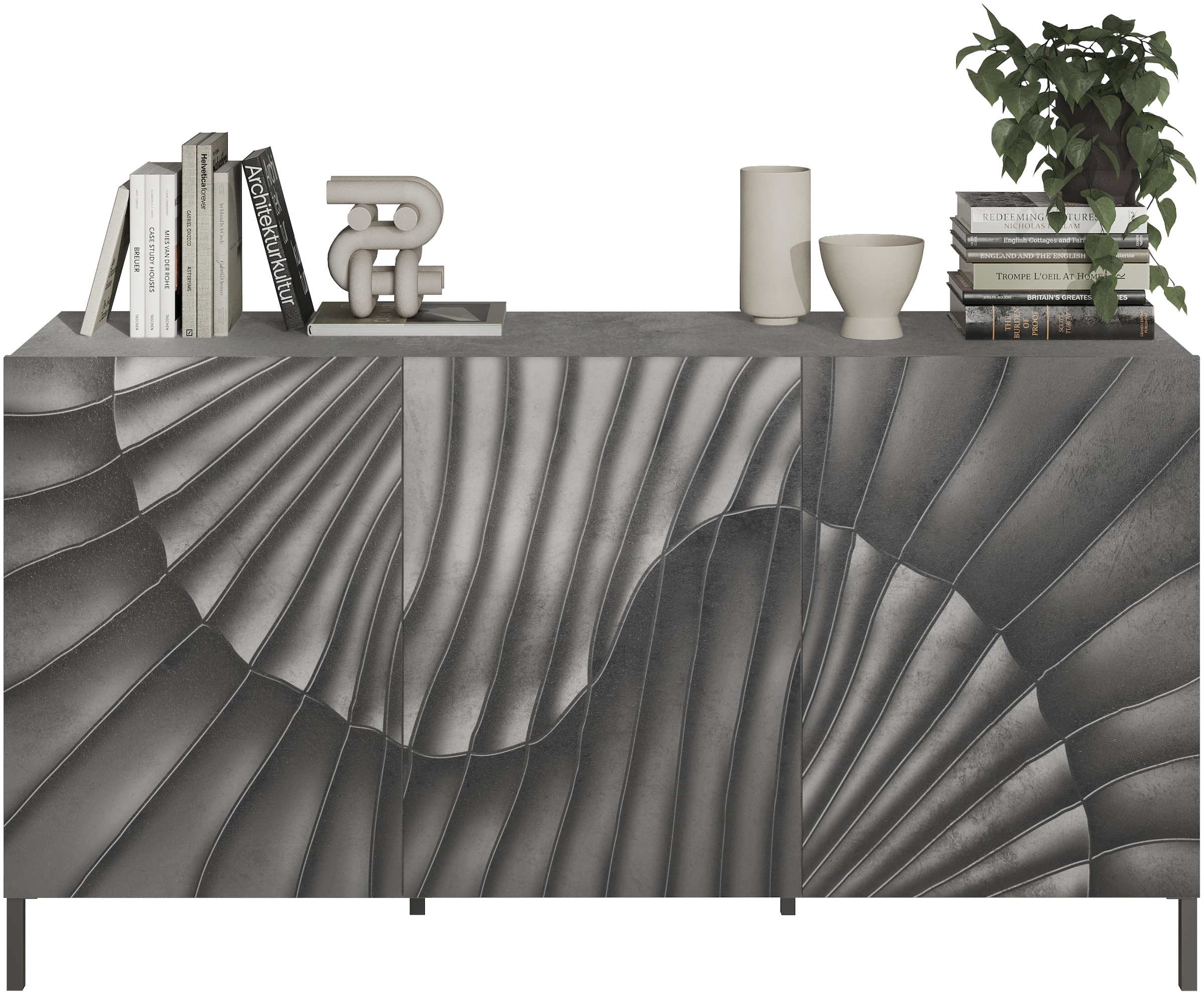 INOSIGN Sideboard »Snake, Kommode, Anrichte, Stauraummöbel Breite 181 cm, Siebdruck-Front« moderne Wohnmöbel, 3 Türen, viel Stauraum, stilvoll und funktional