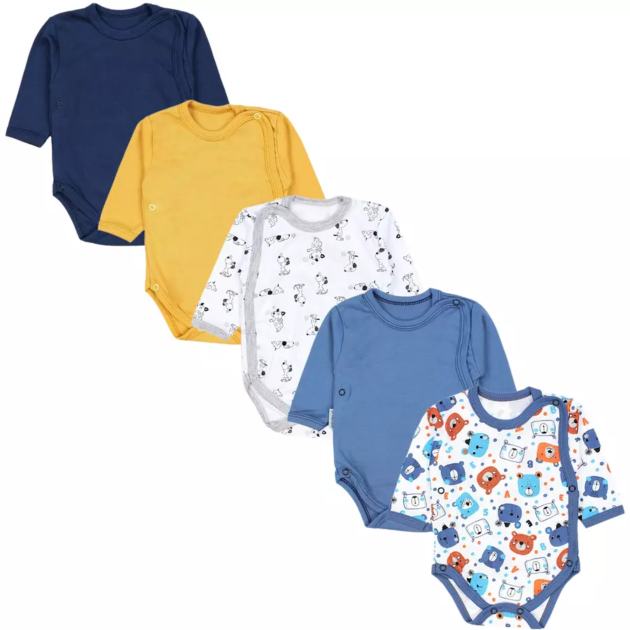 TupTam Baby Langarm Wickelbody im 5er Set blaugelb