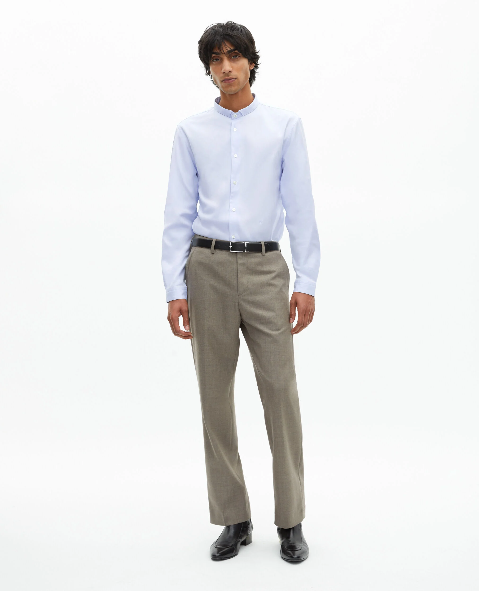 Chemise formelle col officier bleu ciel