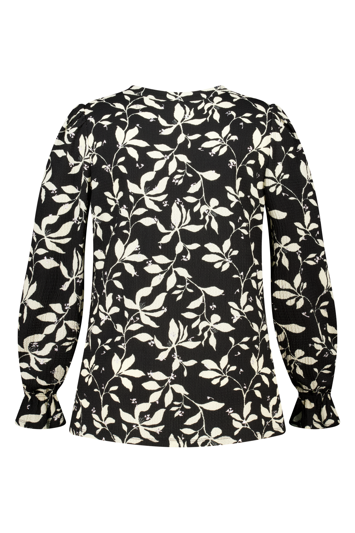 Top met print en stuctuur Multi zwart-wit