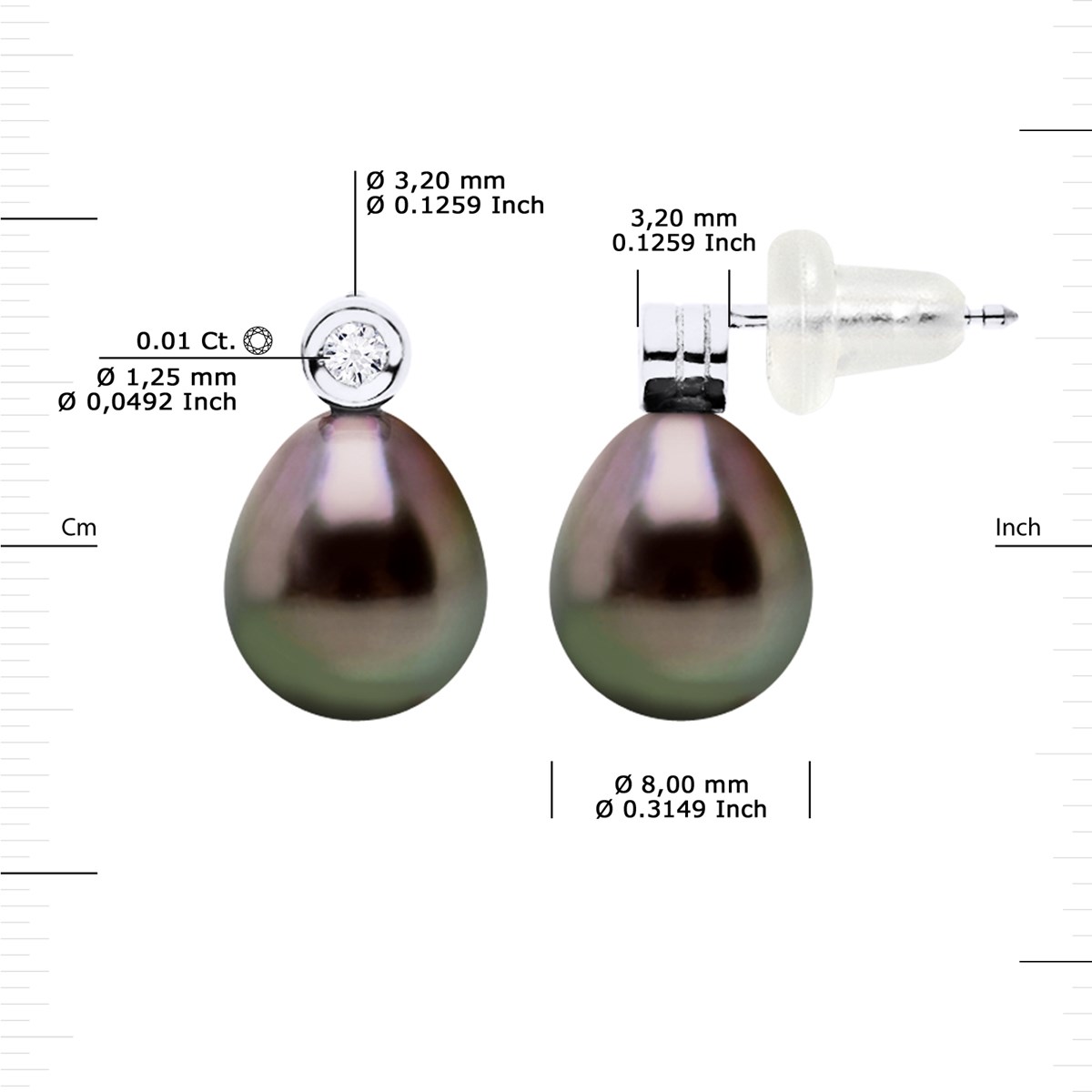 STELLA - Boucles d'Oreilles Perles de Tahiti & Diamant - Or Blanc