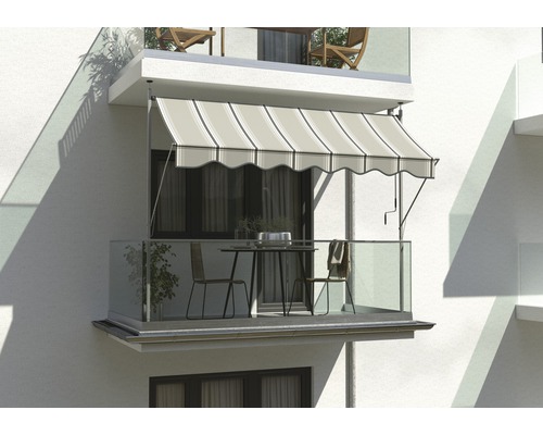 SOLUNA Concept klemzonnescherm (balkonzonnescherm) B: 200 cm Design A131 Frame E6EV1 Zilver geëloxeerd Aandrijving links/rechts incl. slinger