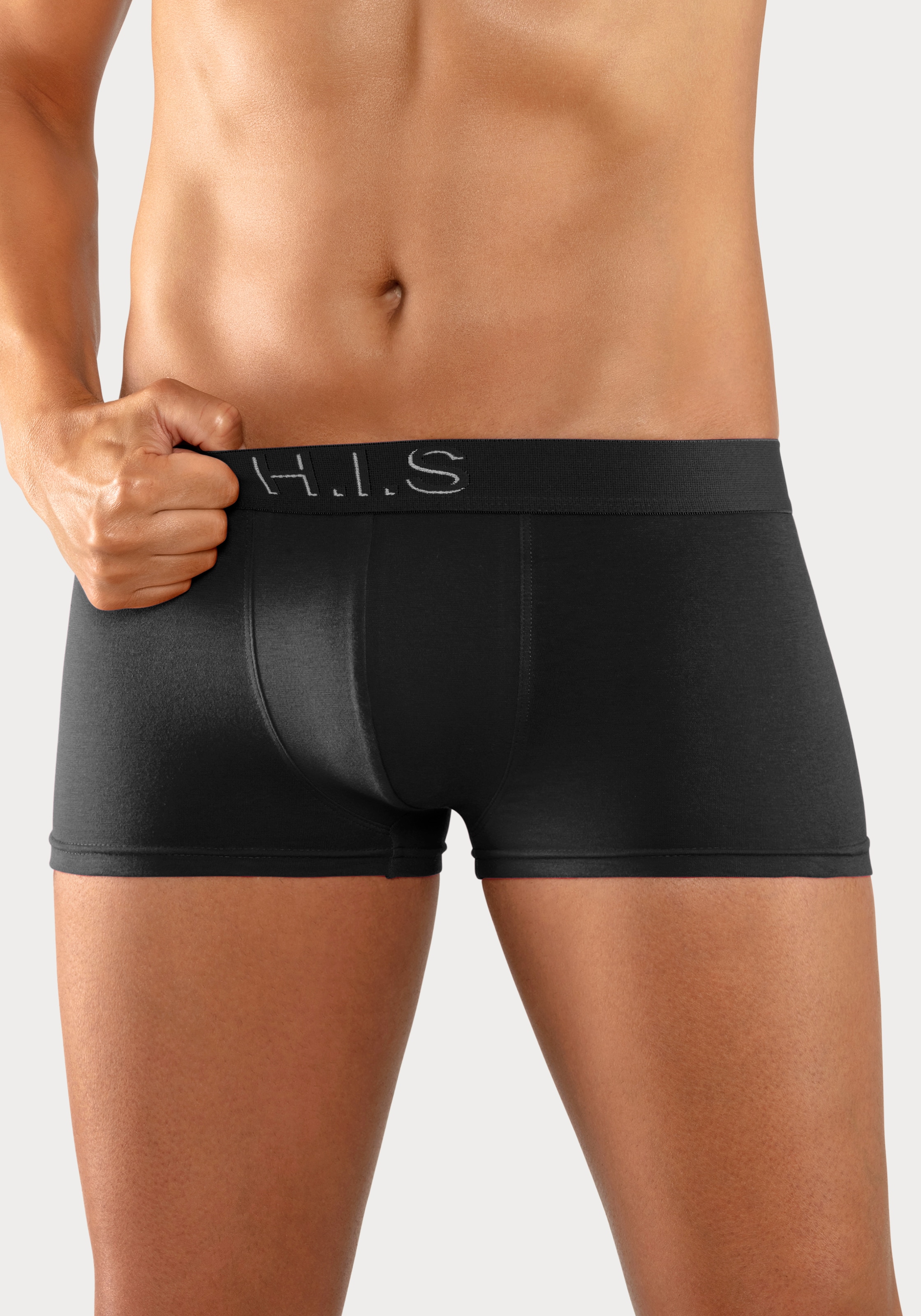 H.I.S Hipster, 5 Stk. knapp sitzende Boxershorts am Webbund mit Logoschriftzug mit 3D Effekt