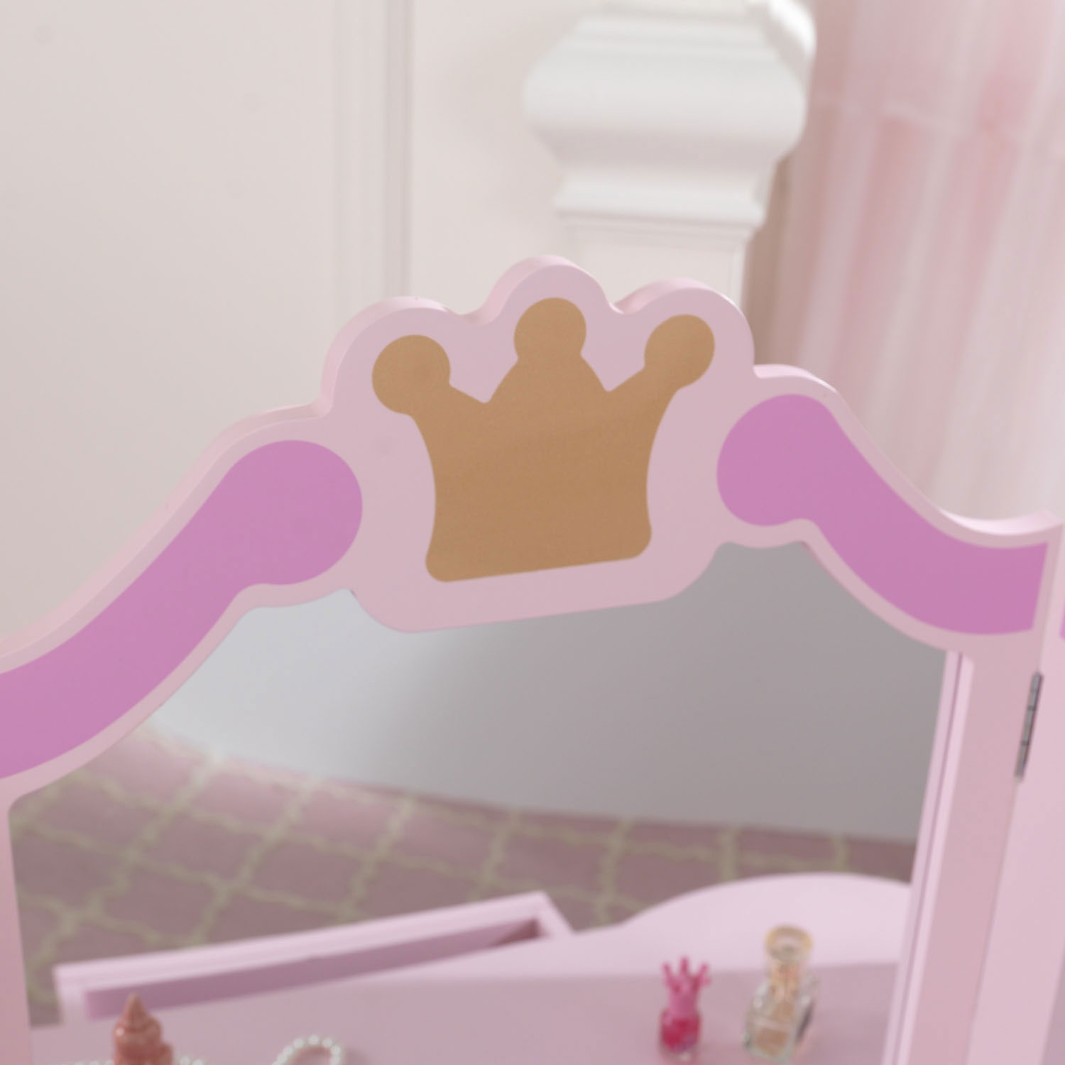 KidKraft Houten Kaptafel Prinses met Kruk Roze