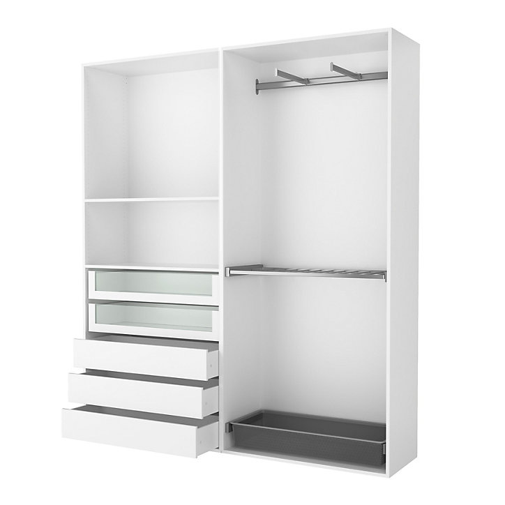 Tiroir intérieur avec façade verre blanc GoodHome Atomia H. 17 x L. 93,7 x P. 45 cm