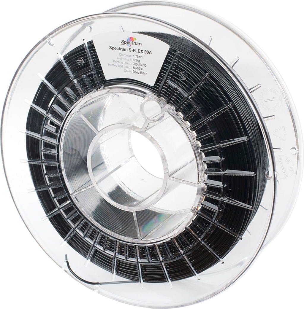 Spectrum  S-Flex 90A Deep Black, 1,75 mm / 500 g    Flexibles Filament mit sehr guten Beständigkeiten