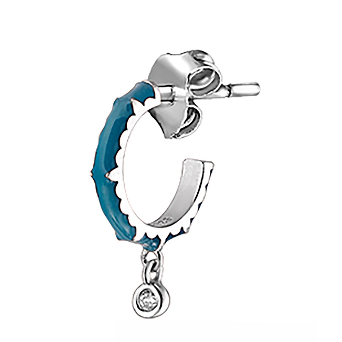 Piercing Agatha Jungly argent émail bleu