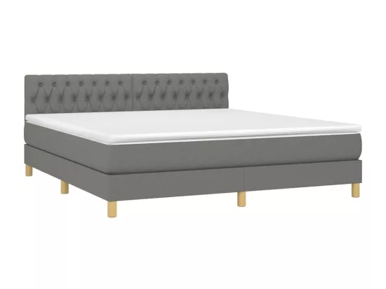 Sommier tapissier et matelas et LED Gris foncé 180x200 cm Tissu