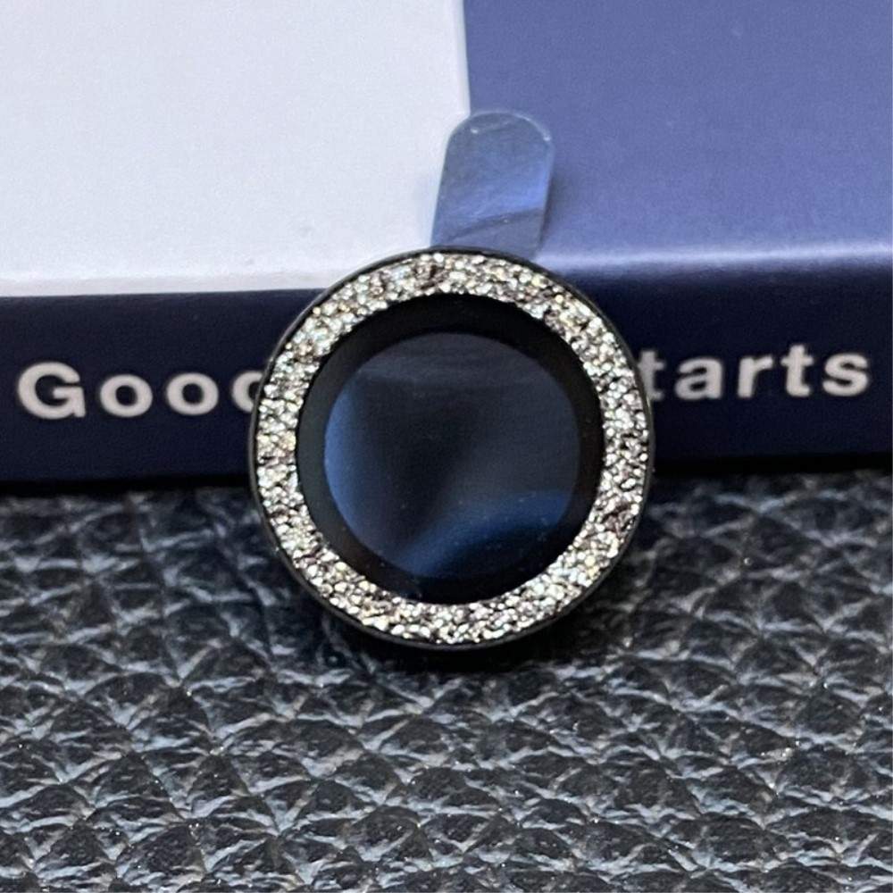 (2-tlg.) iPhone 13 Kameraschutz Objektiv Ring Protector Abdeckung Glitzer Design - Schwarz / Silber