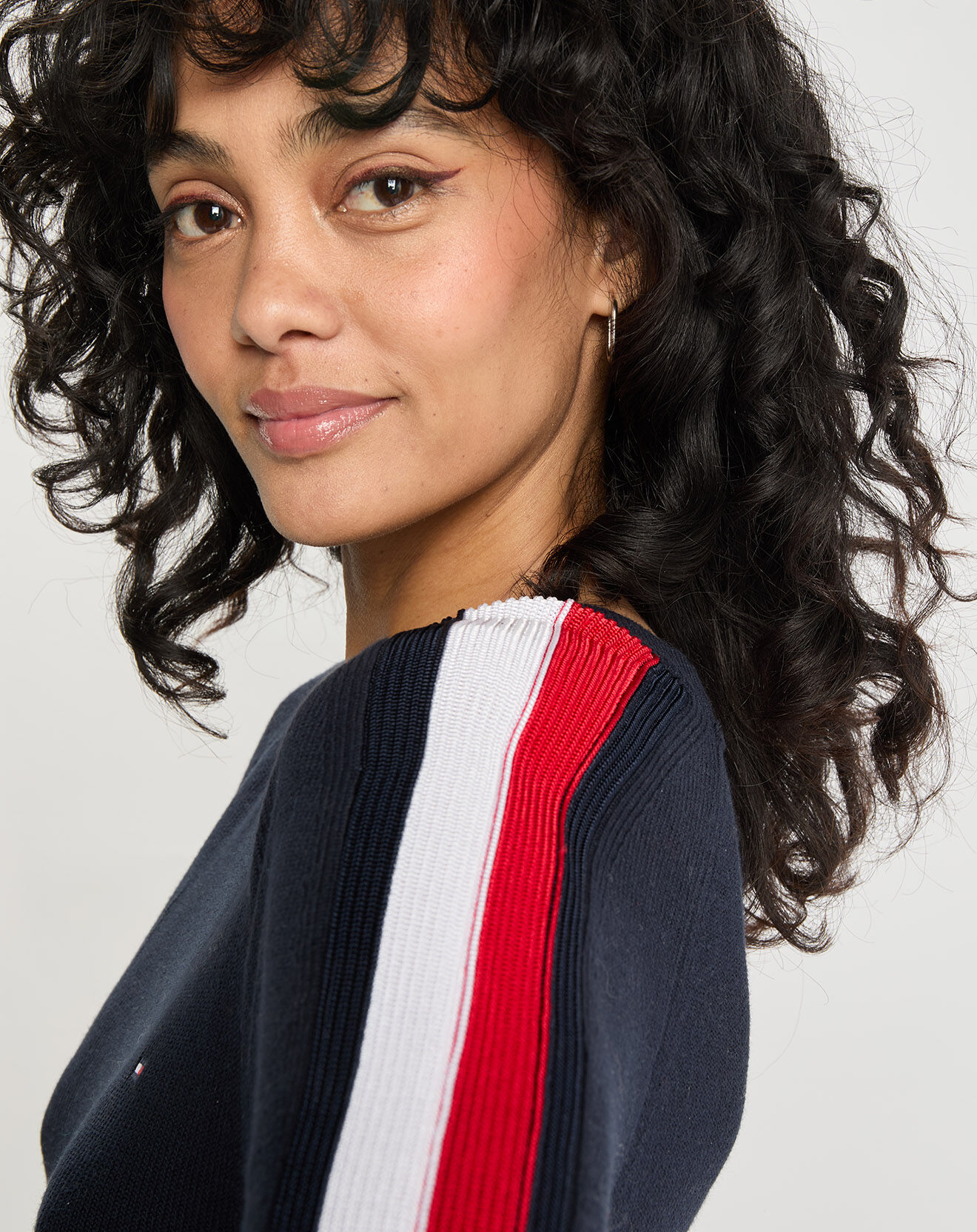 Tommy Hilfiger Robe pull droite Global Stripe bleu marine