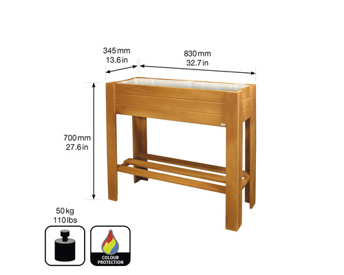 Verhoogd bed op palen Wagner System Green Box Light 83 x 34,5 x 70 cm kastanje