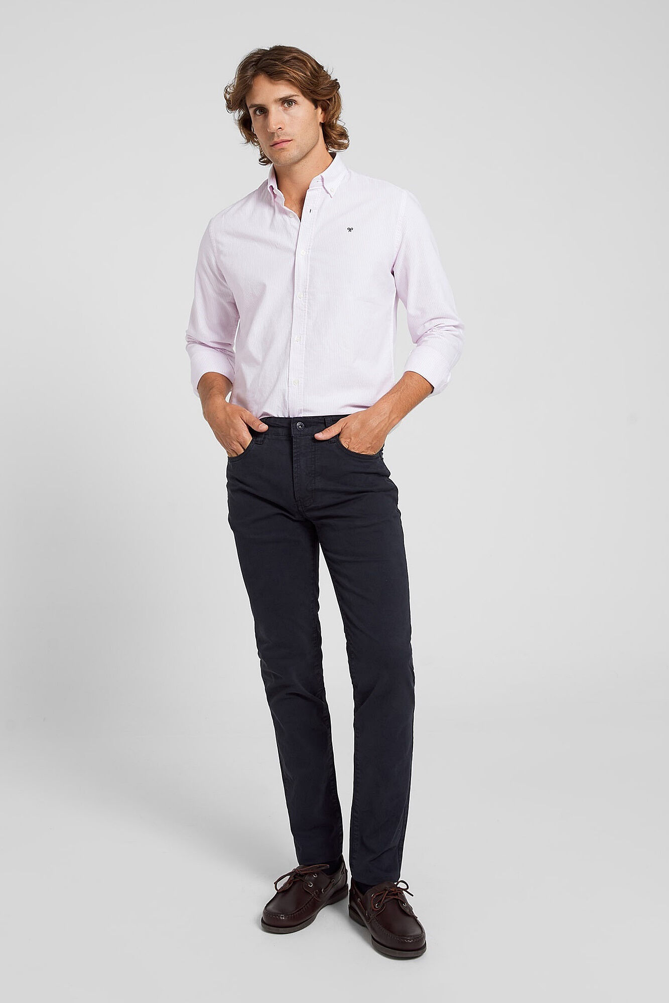 Calça esportiva casual azul marinho com cinco bolsos - Azul marinho