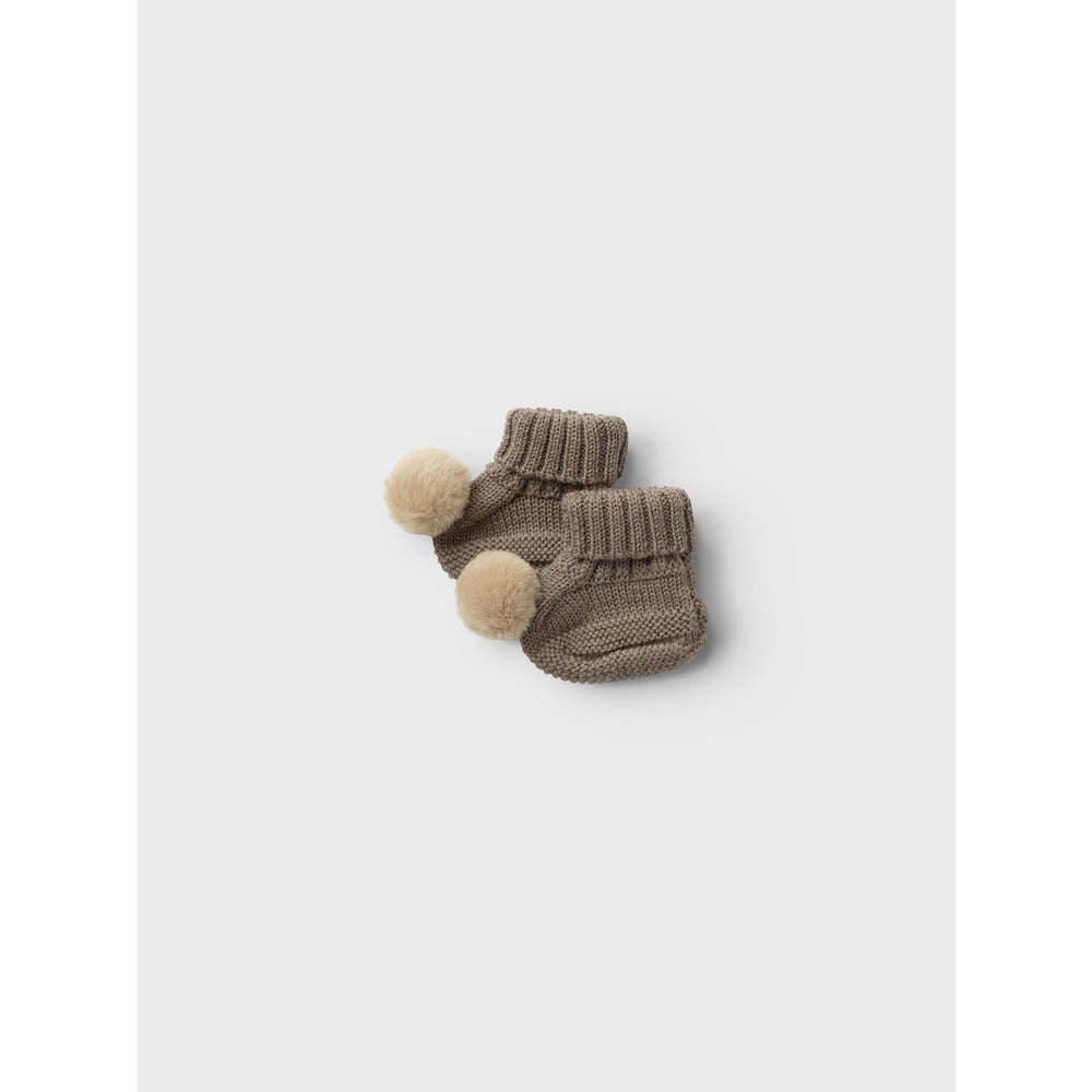 Køb Name It Walnut Wrilla Uld Strik Futter Med Pom Pom