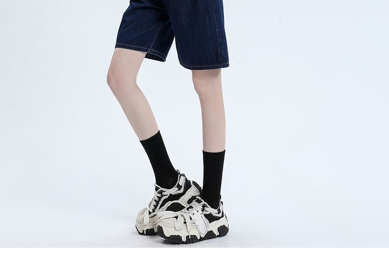 Magimomo - Denim shorts met hoge taille en wijde pijpen