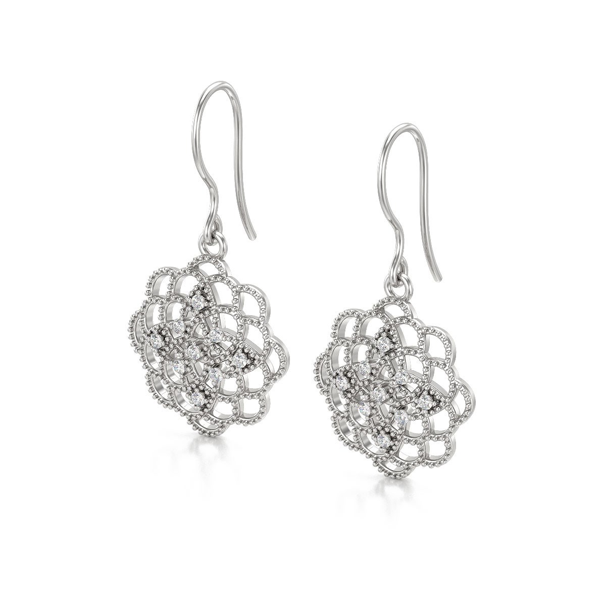 Boucles d'oreilles ADEN Diamants sur Argent 925 4.646grs